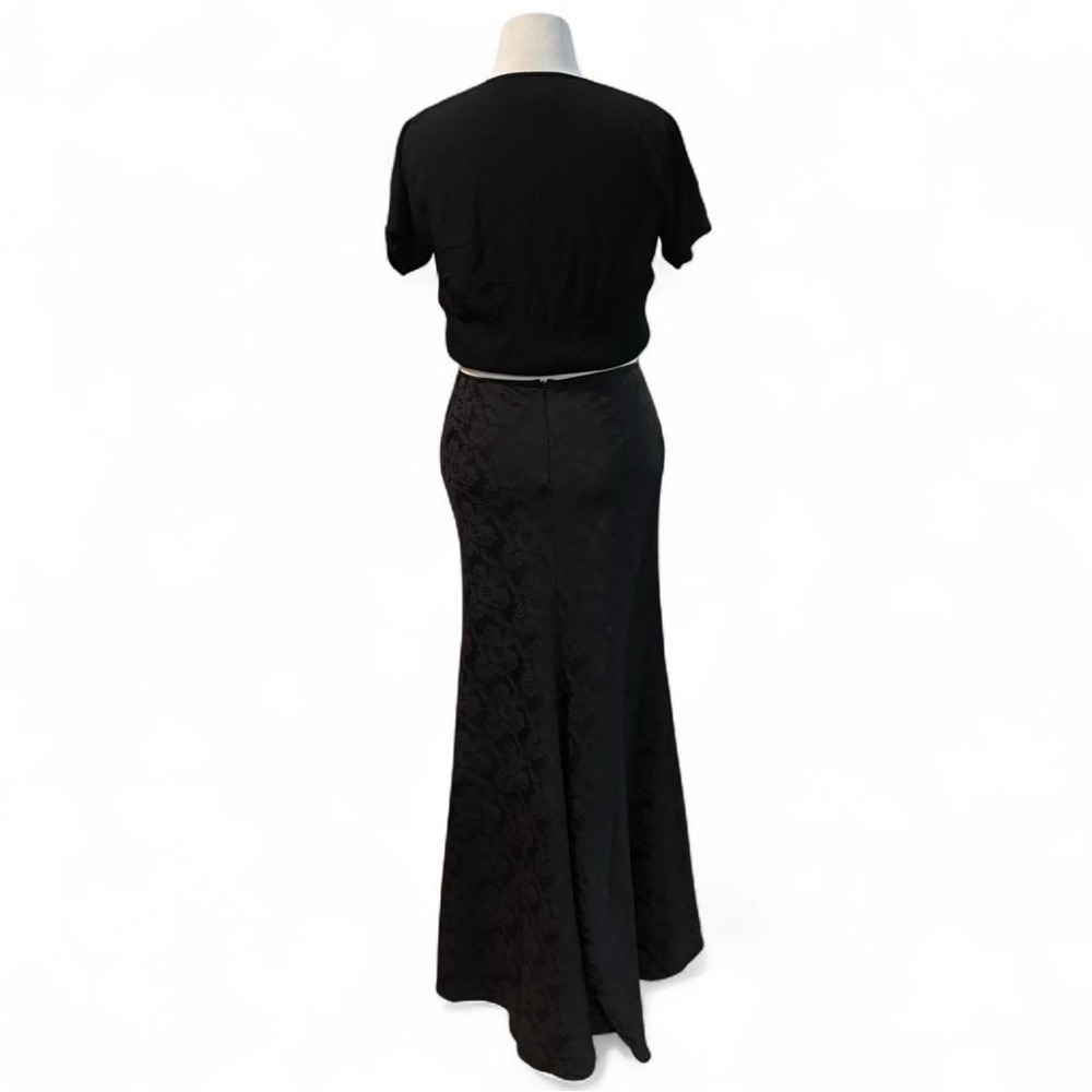 VTG y2k Sz 8 Jacquard Maxi Skirt Grunge Goth Slip Look Bias Cut Satin Whimsigoth - Picture 4 of 8